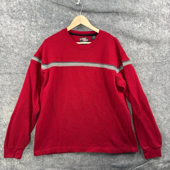 Point Zero Sweater Mens XXL Red Chest Stripe VTG 90s Y2K Skater Crew Ribbed - Picture 1 of 8
